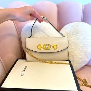 Gucci Cream / White Leather Zumi Top Handle and Crossbody Bag like new!